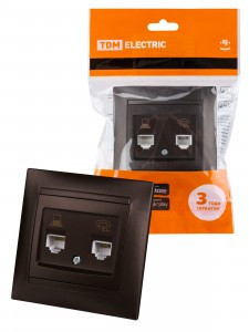 TDM ЛАМА роз. СУ ТЛФ RJ11 + комп. RJ45 шоколад (10!) SQ1815-0519