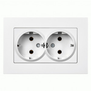 SmartBuy Нептун роз. СУ 2 мест. земля 16А с рамкой белая SBE-06w-16-S2-Z