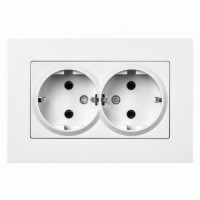 SmartBuy Нептун роз. СУ 2 мест. земля 16А с рамкой белая SBE-06w-16-S2-Z