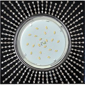 Ecola GX53 H4 св-к Стекло Квадрат c прозр. стразы, черн. фон, центр хром 40x123 FR53SGECB (10!)