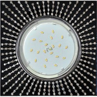 Ecola GX53 H4 св-к Стекло Квадрат c прозр. стразы, черн. фон, центр хром 40x123 FR53SGECB (10!)