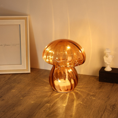 Светильник LED в виде гриба, 13,5x13,5x13,5 см, стекло, 2xААА, арт.07-43