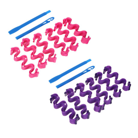 Бигуди-волны с крючком для укладки волос ЮНИLOOK, 25х3см, пластик, нейлон, 12шт, 2 цвета, ACS-70