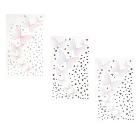 Наклейки и стразы для лица и тела тм ЮНИLOOK ,8х12 см, акрил, полиэстер, 3 дизайна,  ВЗ24-44