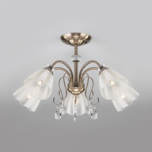 EUROSVET Люстра 5x60W 640х400 металл белый/античная бронза/прозрачный Floranse 30155/5