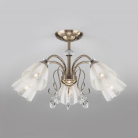 EUROSVET Люстра 5x60W 640х400 металл белый/античная бронза/прозрачный Floranse 30155/5