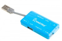 Хаб + Картридер Smartbuy Combo голубой (SBRH-750-B)