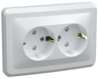 IEK ВЕГА РС12-3-ВБ роз. СУ 2 мест. земля 16А белый ERV21-K01-16-DM