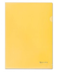 Папка-уголок жесткая BRAUBERG желтая 0,15мм 223968