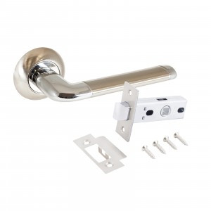 Комплект для двери АЛЛЮР АРТ ПОЛО SN/CP+L45-8 SN (1582/S45) мат.ник/хр(ручка и защелка)блистер(20)