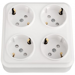 Bylectrica Вариант роз. 16А 4 мест. ОУ (земля) штор. квадратная (корп. ABS) белый РА16-0196