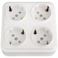 Bylectrica Вариант роз. 16А 4 мест. ОУ (земля) штор. квадратная (корп. ABS) белый РА16-0196