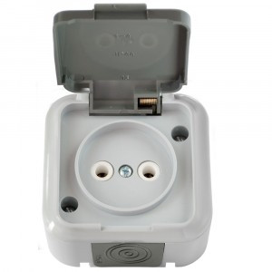 Bylectrica ПРАЛЕСКА АКВА роз. ОУ 1 мест. 16А серый (пластик, крышка, IP54) РА16-296 (03)