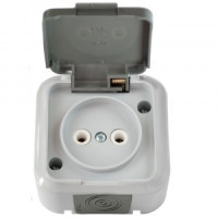 Bylectrica ПРАЛЕСКА АКВА роз. ОУ 1 мест. 16А серый (пластик, крышка, IP54) РА16-296 (03)