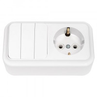 Bylectrica Пралеска блок (роз. 16А + 3 кл. выкл. 10А) ОУ бел. (земля) 3В-РЦ-531