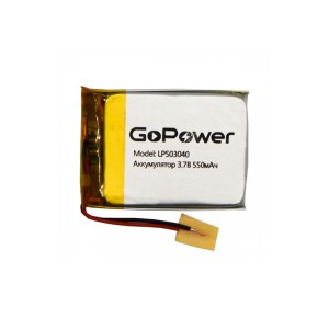 Ак-р Li-Pol GoPower LP503040 PK1 3.7V 550mAh с защитой и унив. конт. выводами