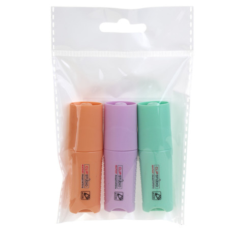 ClipStudio Текстовыделители мини, толщина линии 4.8 мм, набор 3 цвета, ОПП пакет с подвесом