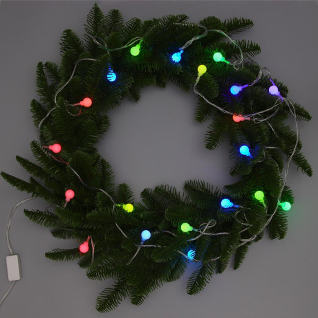 СНОУ БУМ Гирлянда эл. вьюн 9м, 40LED, шар 1,6см, мульти в диоде/RGRB, перелив, ПВХ прозрачный, 220В