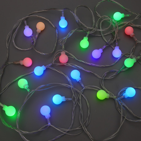 СНОУ БУМ Гирлянда эл. вьюн 9м, 40LED, шар 1,6см, мульти в диоде/RGRB, перелив, ПВХ прозрачный, 220В