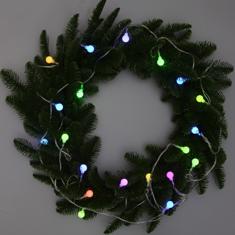 СНОУ БУМ Гирлянда эл. вьюн 9м, 40LED, шар 1,6см, мульти в диоде/RGRB, перелив, ПВХ прозрачный, 220В