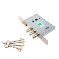 Замок врез ГАРДИАН-1011 сувальдный (защелка, 3 ригеля 13,5мм, м/о-77мм) б/р, б/н \15