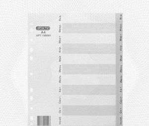 Разделитель листов из сер.пласт. Attache, А4, 12 разделов, янв-декабрь 198681