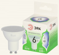 ЭРА GREEN LINE лампа св/д MR16 GU10 6W(600lm) 6500K 6K софит MR16-6W-865-GU10 51x88 67079