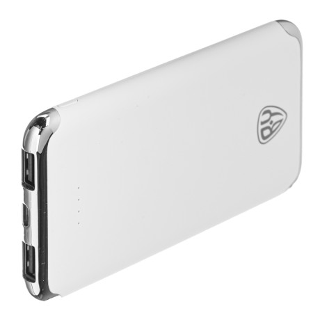 BY Аккумулятор мобильный, 6000 мАч, 2xUSB, 2А, покрытие Soft-touch, белый