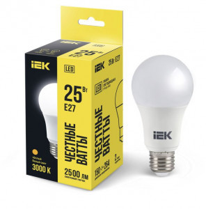 IEK лампа св/д ЛОН A80 E27 25W(2500lm) 3000К 2K 154x80 матовая LLE-A80-25-230-30-E27