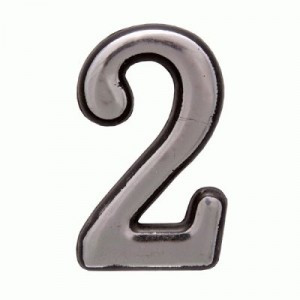 Цифра дверная АЛЛЮР Большая пластик "2" хром (1000,50)