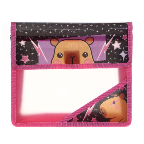 Папка для тетрадей, А5, 24х21см, "Капибара/Бэд Панда", расширение 5см, на липучке, пластик