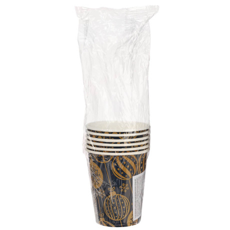 Набор бумажных стаканов Золотые шарики, 6 шт*250 мл