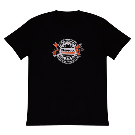 Футболка с принтом ЕРМАК, х/б, цвет черный, оранжевый, размер L 48-50р-р (мерч)