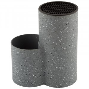 Подставка д/ножей и кухонных аксессуаров, 2 отделения, пластик, 19*11*22см, под мрамор, 8673 Mallony