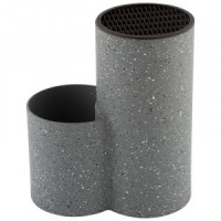 Подставка д/ножей и кухонных аксессуаров, 2 отделения, пластик, 19*11*22см, под мрамор, 8673 Mallony