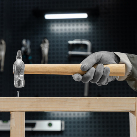 Молоток слесарный, 500 г, круглый боек, деревянная рукоятка