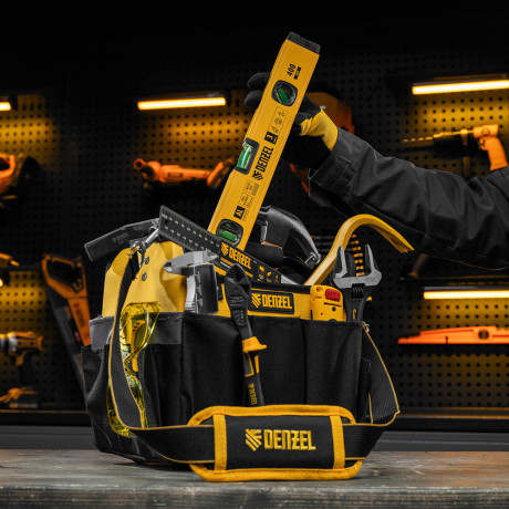 Переноска для инструмента, 260х240х300 мм, 22 кармана, наплечный ремень Denzel