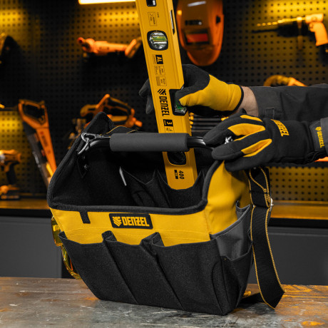 Переноска для инструмента, 260х240х300 мм, 22 кармана, наплечный ремень Denzel