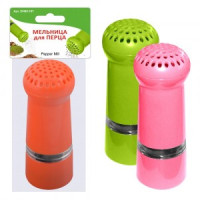 Мельница д/перца, d=4,5см, h=13см (кратность 4шт!!!), керам, нерж.сталь, пластик DH80-167 Мультидом