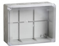 IEK коробка КМ41275 распред. ОУ 240х195х90 мм IP44 (RAL7035, прозр. кр., кабельные вводы 5 шт