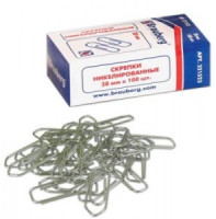 Скрепки BRAUBERG 28 мм металл., 100 шт., в карт. коробке, 221523