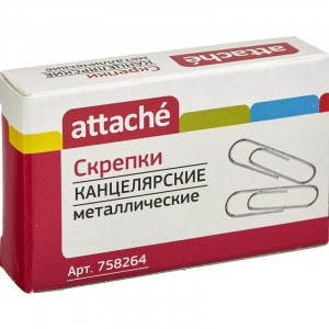 Скрепки Attache 28мм, металлические б/покрытия, овальные 100 шт./уп.к/кор 758264