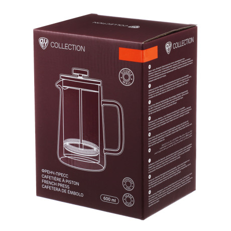 BY COLLECTION Френч-пресс 600мл, жаропрочное стекло, двойные стенки