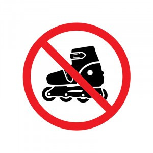 Наклейка запрещающий знак "На роликах не заходить" 150х150 мм REXANT, (5!) 56-0019