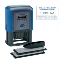 Датер самонаборный, 4 строки+дата, оттиск 50х30 мм, синий, TRODAT 4729, кассы в комплекте, 53334