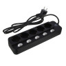 Удлинитель, сетевой фильтр 5 гнезд 2м BY, 0,75кв.мм,10А, 2500Вт с отд. выключателями, чёрный