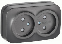 IEK GLORY роз. ОУ 2 мест. 10А (шторки) РСш22-2-ХСм сталь мат. ERH23-K46M-10