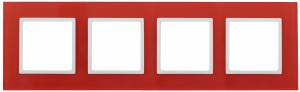 ЭРА 14 Elegance рамка СУ 4 мест.стекло, красный+бел 14-5104-23 5664