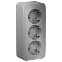 Systeme Electric BLANCA роз. ОУ 3 мест. 16А алюм. (пл.осн., земля, изол.пл.) BLNRA010313 (5!)