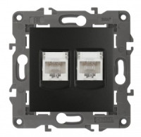 ЭРА 14 Elegance мех. роз. комп. СУ 2хRJ45, антрацит 14-3108-05 автоклеммы 4179